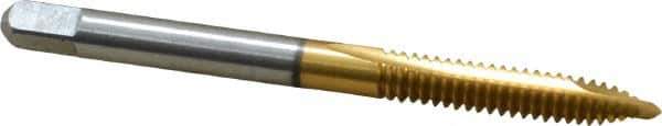 Kennametal - #10-24 UNC, 2 Flute, TiN Finish, High Speed Steel Spiral Point Tap - Plug Chamfer, Right Hand Thread, 2.38" OAL, 7/8" Thread Length, 0.194" Shank Diam, 2B/3B Class of Fit - Exact Industrial Supply