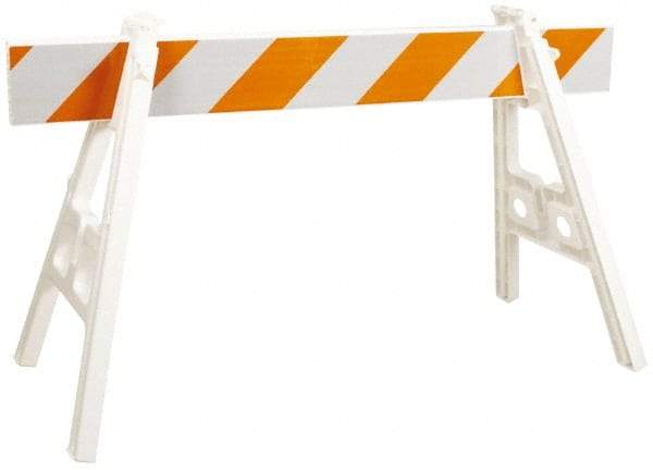 PRO-SAFE - 24 Inch Wide x 40 Inch High, Reflective, Plastic A Frame Barricade without Rail - 7 Lbs., White and Orange - Industrial Tool & Supply