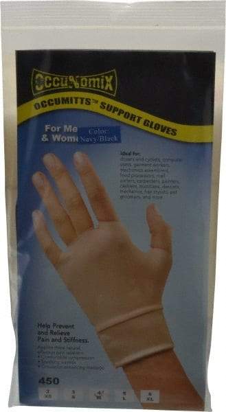 OccuNomix - Size M, Nylon and Spandex Hand Support - Knuckle Size 4 Inch, Left or Right, Navy Blue - Industrial Tool & Supply