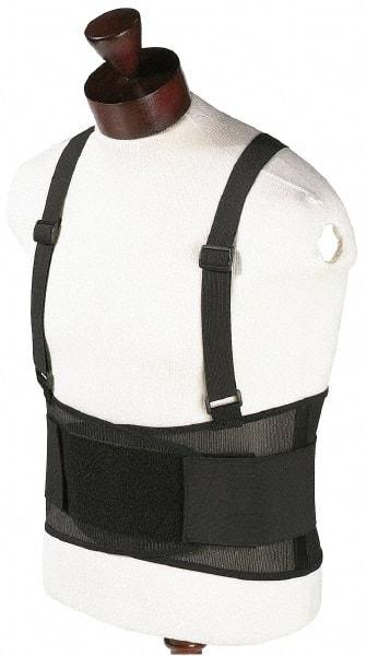 OccuNomix - Size L, Hook & Loop, Polypropylene Mesh Belt with Adjustable Shoulder Straps - 38 to 42" Waist, 8-1/4" Wide, Lumbar Support, Black - Industrial Tool & Supply