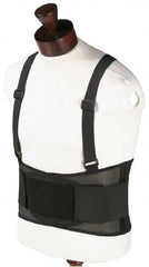 OccuNomix - Size L, Hook & Loop, Polypropylene Mesh Belt with Adjustable Shoulder Straps - 38 to 42" Waist, 8-1/4" Wide, Lumbar Support, Black - Industrial Tool & Supply