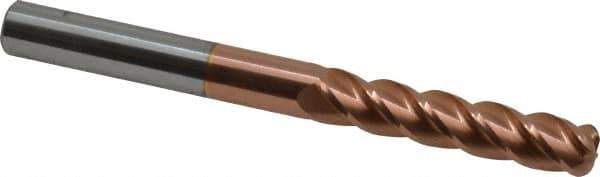 Accupro - 3/8", 4 Flute, Single End, Solid Carbide, 1/8" Corner Radius End Mill - 4" OAL, 40° Helix, Right Hand Flute, 1-3/4" LOC, Right Hand Cut - Industrial Tool & Supply
