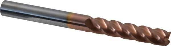 Accupro - 3/8", 4 Flute, Single End, Solid Carbide, 0.03" Corner Radius End Mill - 4" OAL, 40° Helix, Right Hand Flute, 1-3/4" LOC, Right Hand Cut - Industrial Tool & Supply