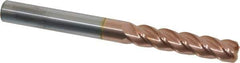 Accupro - 3/8", 4 Flute, Single End, Solid Carbide, 0.06" Corner Radius End Mill - 4" OAL, 40° Helix, Right Hand Flute, 1-3/4" LOC, Right Hand Cut - Industrial Tool & Supply