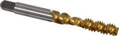Kennametal - 1/4-20 UNC 3 Flute 3B Bottoming Spiral Flute Tap - Vanadium High Speed Steel, TiN Finish, 2-1/2" OAL, Right Hand Flute, Right Hand Thread, H3 - Exact Industrial Supply
