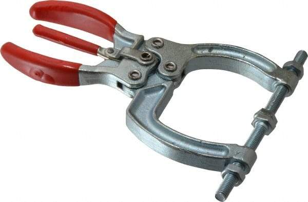 De-Sta-Co - 2224.11 N Load Capacity, 1.83" Throat Depth, 5.52" OAL, Carbon Steel, C Style Plier Clamp - 3.38" Max Jaw Capacity, M6x1 Spindle, 3.38" Open Throat Height, Red Handle, Spindle End - Industrial Tool & Supply