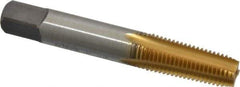 Kennametal - 1/16-27 NPT Thread, 4 Flute Standard Pipe Tap - 2.13" OAL, 11/16" Thread Length, 5/16" Shank Diam, TiN Finish, High Speed Steel - Exact Industrial Supply