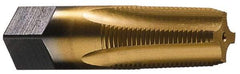 Cleveland - 1/16-27 NPTF Thread, 4 Flute Standard Pipe Tap - 2-1/8" OAL, 11/16" Thread Length, 5/16" Shank Diam, TiN Finish, High Speed Steel - Exact Industrial Supply