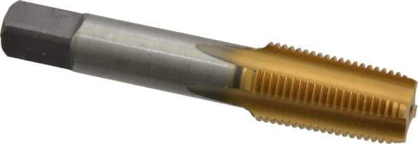 Kennametal - 1/8-27 NPTF Thread, 4 Flute Standard Pipe Tap - 2.13" OAL, 3/4" Thread Length, 5/16" Shank Diam, TiN Finish, High Speed Steel - Exact Industrial Supply