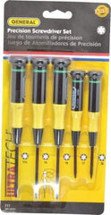 General - 5 Piece T6 to T10 Micro Handle Torx Driver Set - T6, T7, T8, T9, T10 - Industrial Tool & Supply