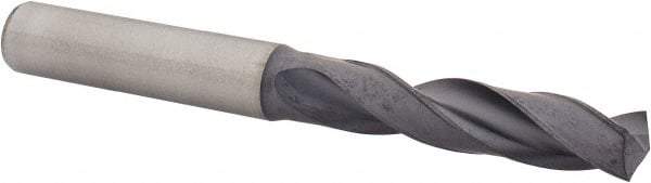 Kennametal - 8.99922mm 140° Spiral Flute Solid Carbide Screw Machine Drill Bit - Multilayer TiAlN Finish, Right Hand Cut, 47mm Flute Length, 89mm OAL, Standard Point, Straight Shank - Industrial Tool & Supply