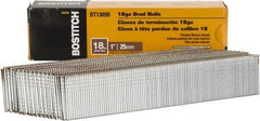 Stanley Bostitch - 18 Gauge 1" Long Brad Nails for Power Nailers - Steel, Galvanized Finish, Brad Head, Chisel Point - Industrial Tool & Supply