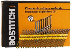 Stanley Bostitch - 0.12" Shank Diam 3" Long Framing Nails for Power Nailers - Plastic, Bright Finish, Smooth Shank, Angled Stick Plastic Collation, Round Head, Diamond Point - Industrial Tool & Supply