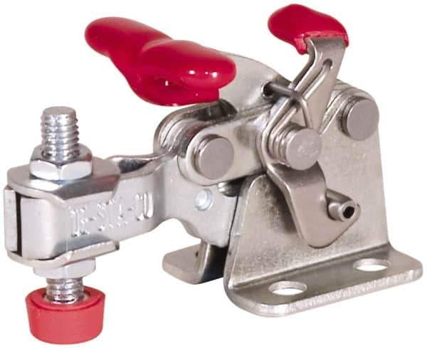 De-Sta-Co - 150 Lb Holding Capacity, Horizontal Handle, Manual Hold Down Toggle Clamp - 170° Handle Movement, 90° Bar Opening, U-Bar, Flanged Base, Electro-Plated Zinc, Carbon Steel - Industrial Tool & Supply
