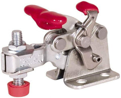 De-Sta-Co - 150 Lb Holding Capacity, Horizontal Handle, Manual Hold Down Toggle Clamp - 170° Handle Movement, 90° Bar Opening, U-Bar, Flanged Base, Electro-Plated Zinc, Carbon Steel - Industrial Tool & Supply