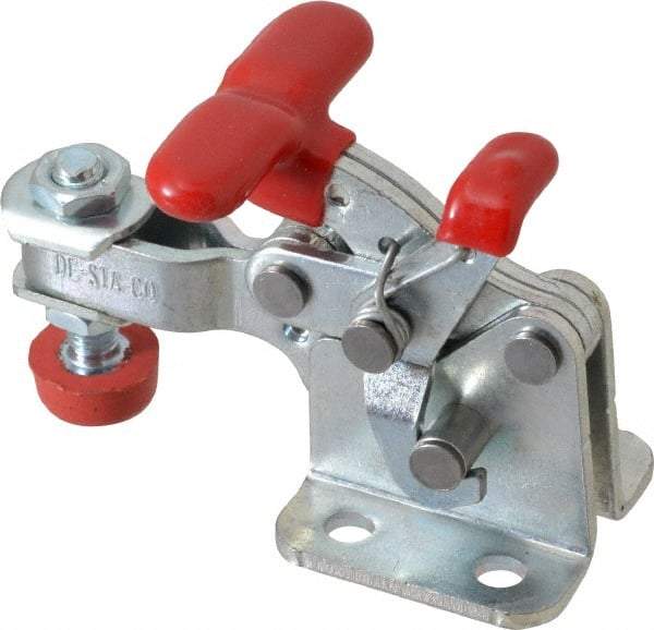 De-Sta-Co - 350 Lb Holding Capacity, Horizontal Handle, Manual Hold Down Toggle Clamp - 173° Handle Movement, 92° Bar Opening, U-Bar, Flanged Base, Electro-Plated Zinc, Carbon Steel - Industrial Tool & Supply