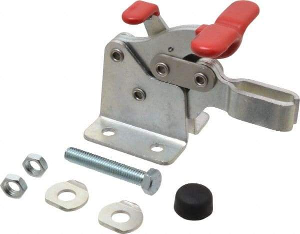 De-Sta-Co - 750 Lb Holding Capacity, Horizontal Handle, Manual Hold Down Toggle Clamp - 168° Handle Movement, 90° Bar Opening, U-Bar, Flanged Base, Electro-Plated Zinc, Carbon Steel - Industrial Tool & Supply