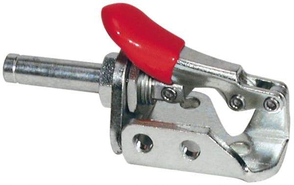 De-Sta-Co - 150 Lb Load Capacity, Flanged Base, Stainless Steel, Standard Straight Line Action Clamp - 3 Mounting Holes, 0.19" Mounting Hole Diam, 0.28" Plunger Diam, Thumb Handle - Industrial Tool & Supply