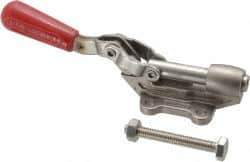 De-Sta-Co - 840 Lb Load Capacity, Flanged Base, Stainless Steel, Standard Straight Line Action Clamp - 4 Mounting Holes, 0.27" Mounting Hole Diam, 0.44" Plunger Diam, Straight Handle - Industrial Tool & Supply