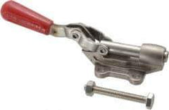 De-Sta-Co - 840 Lb Load Capacity, Flanged Base, Stainless Steel, Standard Straight Line Action Clamp - 4 Mounting Holes, 0.27" Mounting Hole Diam, 0.44" Plunger Diam, Straight Handle - Industrial Tool & Supply