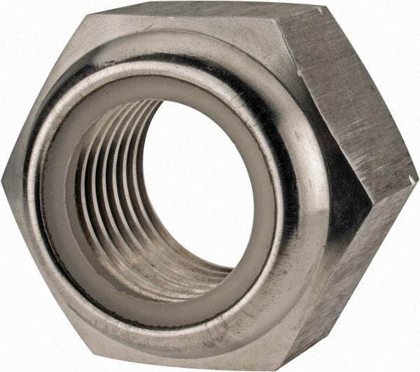 Value Collection - M33x3.50 Metric Coarse 18-8 & Austenitic Grade A2 Hex Lock Nut with Nylon Insert - 33mm High, Uncoated - Industrial Tool & Supply