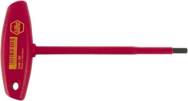 Wiha - 1/4" Hex, T-Handle, Insulated Hex Key - 7-7/64" OAL, Chrome Vanadium Molybdenum, Inch System of Measurement - Industrial Tool & Supply