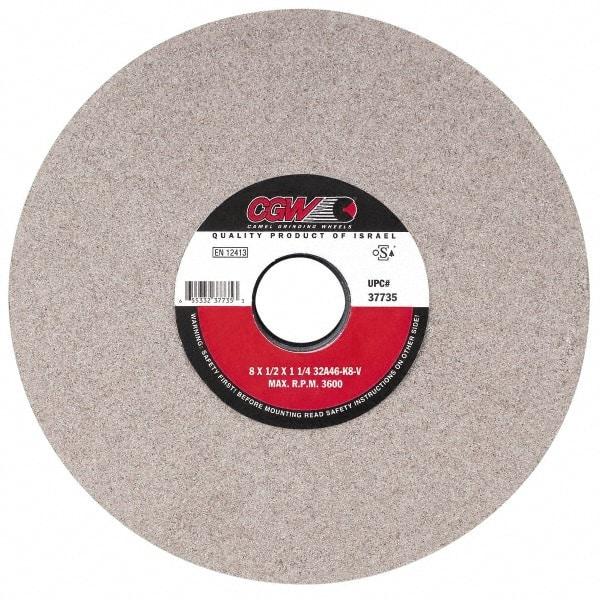Camel Grinding Wheels - 14" Diam x 5" Hole x 2" Thick, J Hardness, 46 Grit Surface Grinding Wheel - Aluminum Oxide, Type 1, Coarse Grade, 1,910 Max RPM, Vitrified Bond, No Recess - Industrial Tool & Supply