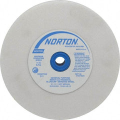Norton - 60 Grit Aluminum Oxide Bench & Pedestal Grinding Wheel - 6" Diam x 1" Hole x 1" Thick, 4140 Max RPM, J Hardness, Medium Grade , Vitrified Bond - Industrial Tool & Supply