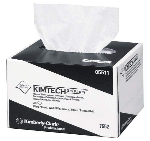 Kimtech - Dry Clean Room/Lab/Critical Task Wipes - Pop-Up, 8-3/8" x 4-3/8" Sheet Size, White - Industrial Tool & Supply