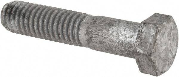 Value Collection - 3/8-16 UNC, 1-3/4" Length Under Head Hex Head Cap Screw - Partially Threaded, Grade 5 Steel, Hot Dipped Galvanized Finish, 9/16" Hex - Industrial Tool & Supply
