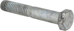 Value Collection - 3/8-16 UNC, 2-1/4" Length Under Head Hex Head Cap Screw - Partially Threaded, Grade 5 Steel, Hot Dipped Galvanized Finish, 9/16" Hex - Industrial Tool & Supply