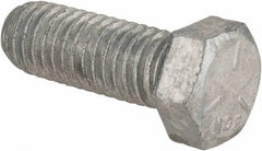 Value Collection - 7/16-14 UNC, 1-1/4" Length Under Head Hex Head Cap Screw - Fully Threaded, Grade 5 Steel, Hot Dipped Galvanized Finish, 5/8" Hex - Industrial Tool & Supply