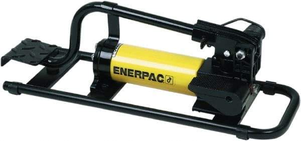 Enerpac - 2 Stage, 1" Piston Diam, 3/8 NPTF, 0.687 & 0.151 Cu In Per Stroke, Manual Hydraulic Pump - 38 Cu In Reservoir, 1" Piston Stroke, 200 psi First Stage, 10,000 psi Second Stage - Industrial Tool & Supply