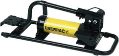 Enerpac - 2 Stage, 1" Piston Diam, 3/8 NPTF, 0.687 & 0.151 Cu In Per Stroke, Manual Hydraulic Pump - 38 Cu In Reservoir, 1" Piston Stroke, 200 psi First Stage, 10,000 psi Second Stage - Industrial Tool & Supply