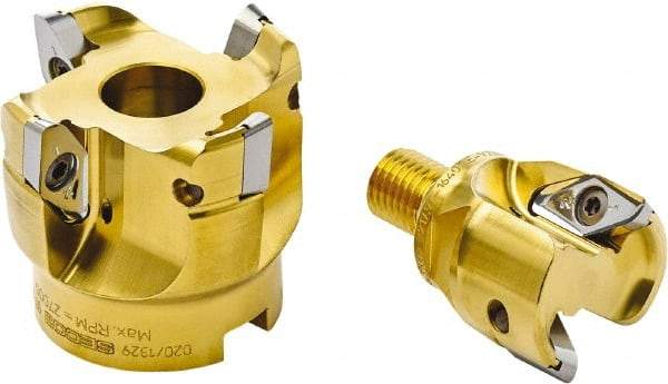 Seco - 63mm Cut Diam, 10mm Max Depth, 27mm Arbor Hole, 3 Inserts, VPGX 2206 Insert Style, Indexable Copy Face Mill - 27,000 Max RPM, 57mm High, Through Coolant - Industrial Tool & Supply