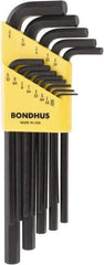 Bondhus - 13 Piece L-Key Hex Key Set - Hex Range 0.05 to 3/8" - Industrial Tool & Supply