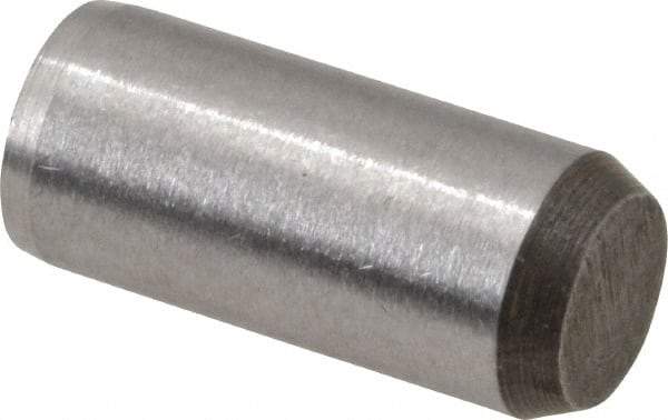 Made in USA - 1/4" Diam x 9/16" Pin Length 416 Stainless Steel Precision Dowel Pin - Passivated Finish, C 36-42 Hardness, 2 Beveled End - Industrial Tool & Supply