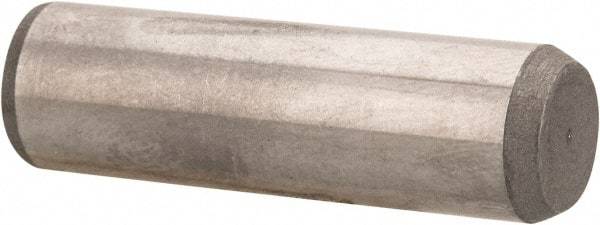 Made in USA - 3/8" Diam x 1-1/4" Pin Length 416 Stainless Steel Precision Dowel Pin - Passivated Finish, C 36-42 Hardness, 2 Beveled End - Industrial Tool & Supply