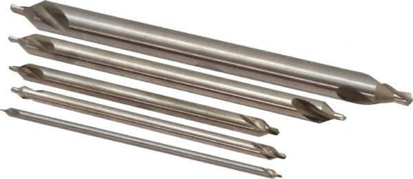 Keo - 5 Piece, #1 to 5, Plain Edge, High Speed Steel Combo Drill & Countersink Set - 60° Incl Angle - Industrial Tool & Supply