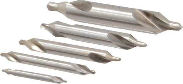 Keo - 5 Piece, #1 to 5, Plain Edge, Cobalt Combo Drill & Countersink Set - 60° Incl Angle - Industrial Tool & Supply