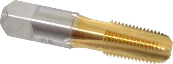 Hertel - 1/4-18 NPT Thread, 4 Flute Standard Pipe Tap - 2-7/16" OAL, TiN Finish, High Speed Steel - Exact Industrial Supply