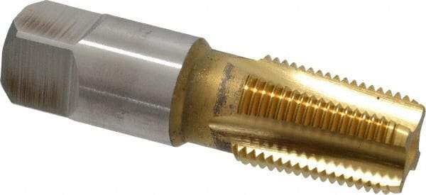 Hertel - 3/8-18 NPT Thread, 4 Flute Standard Pipe Tap - 2-9/16" OAL, TiN Finish, High Speed Steel - Exact Industrial Supply