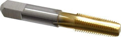 Hertel - 1/16-27 NPTF Thread, 4 Flute Standard Pipe Tap - 2-1/8" OAL, TiN Finish, High Speed Steel - Exact Industrial Supply