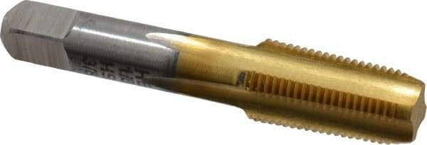 Hertel - 1/8-27 NPTF Thread, 4 Flute Standard Pipe Tap - 2-1/8" OAL, TiN Finish, High Speed Steel - Exact Industrial Supply