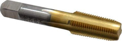 Hertel - 1/8-27 NPTF Thread, 4 Flute Standard Pipe Tap - 2-1/8" OAL, TiN Finish, High Speed Steel - Exact Industrial Supply