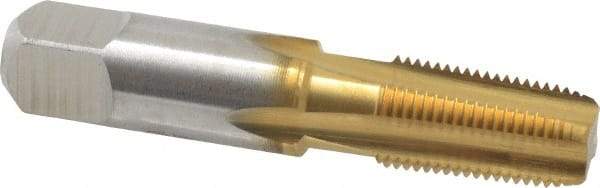 Hertel - 1/8-27 NPTF Thread, 4 Flute Standard Pipe Tap - 2-1/8" OAL, TiN Finish, High Speed Steel - Exact Industrial Supply