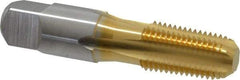 Hertel - 1/4-18 NPTF Thread, 4 Flute Standard Pipe Tap - 2-7/16" OAL, TiN Finish, High Speed Steel - Exact Industrial Supply