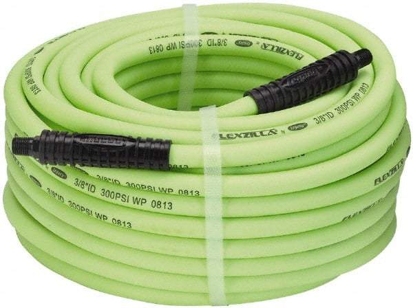 Legacy - 3/8" ID x 0.61" OD 100' Long Multipurpose Air Hose - MNPT x MNPT Ends, 300 Working psi, 140°, 1/4" Fitting, Green - Industrial Tool & Supply