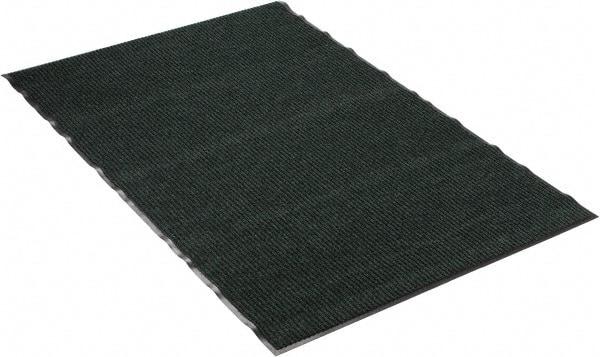 PRO-SAFE - 6 Ft. Long x 4 Ft. Wide, Poly Blended Carpet Surface, Ribbed Entrance Matting - 5/16 Inch Thick, Indoor, Medium Traffic, Vinyl, Green - Industrial Tool & Supply