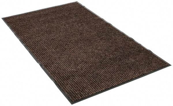 PRO-SAFE - 5 Ft. Long x 3 Ft. Wide, Poly Blended Carpet Surface, Ribbed Entrance Matting - 5/16 Inch Thick, Indoor, Medium Traffic, Vinyl, Brown - Industrial Tool & Supply